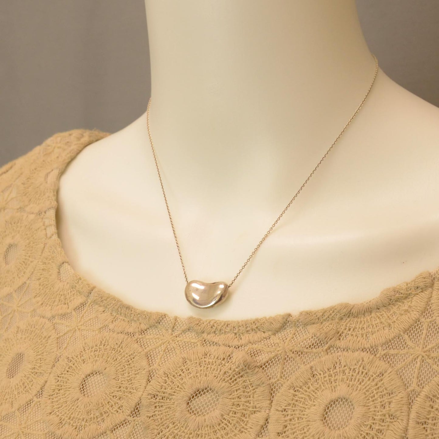 Sterling Silver 9mm Elsa Peretti Bean Pendant Necklace