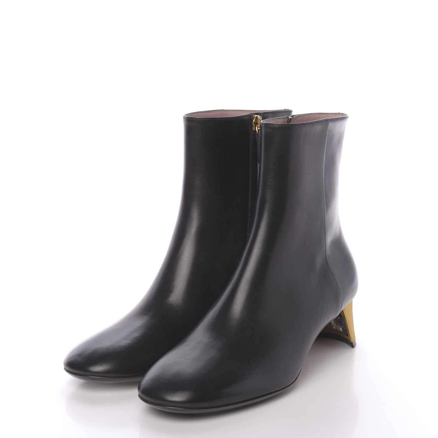 Gucci Calfskin Diamond Heel Ankle Boots 37 Black 3 of 9