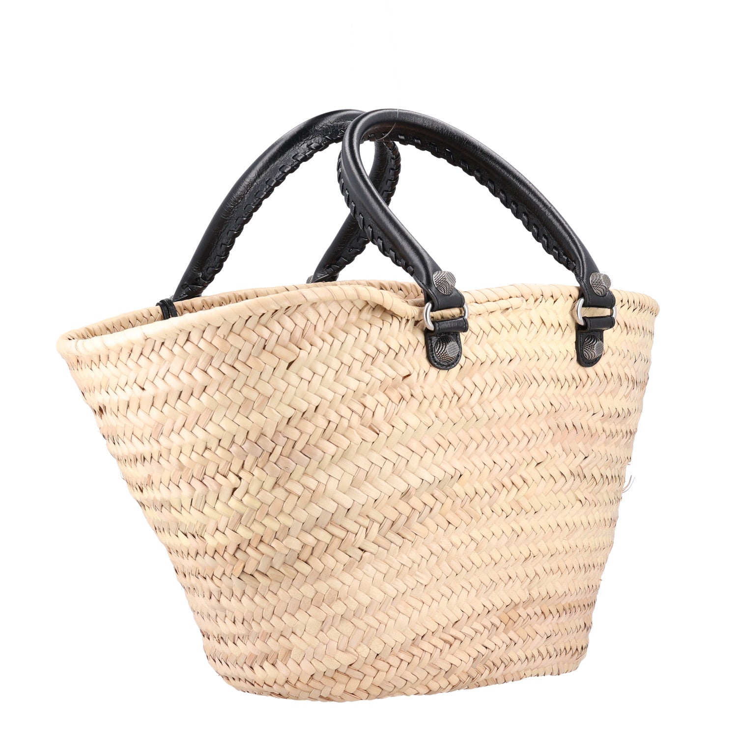 Balenciaga Raffia Woven Medium Le Cagole Tote Bag Black Natural 4 of 11