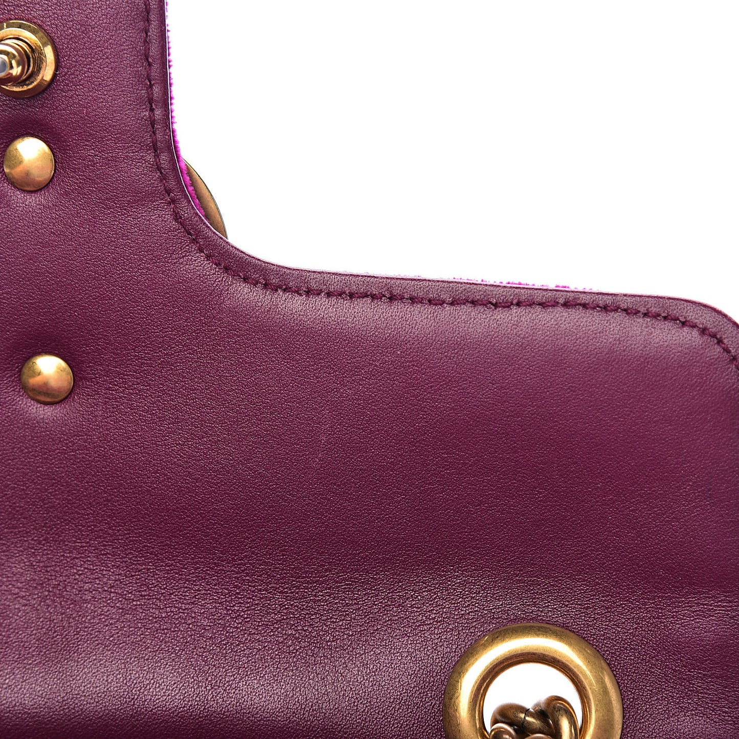 Velvet Matelasse Mini GG Marmont Shoulder Bag Fuchsia Violet Cyclamen