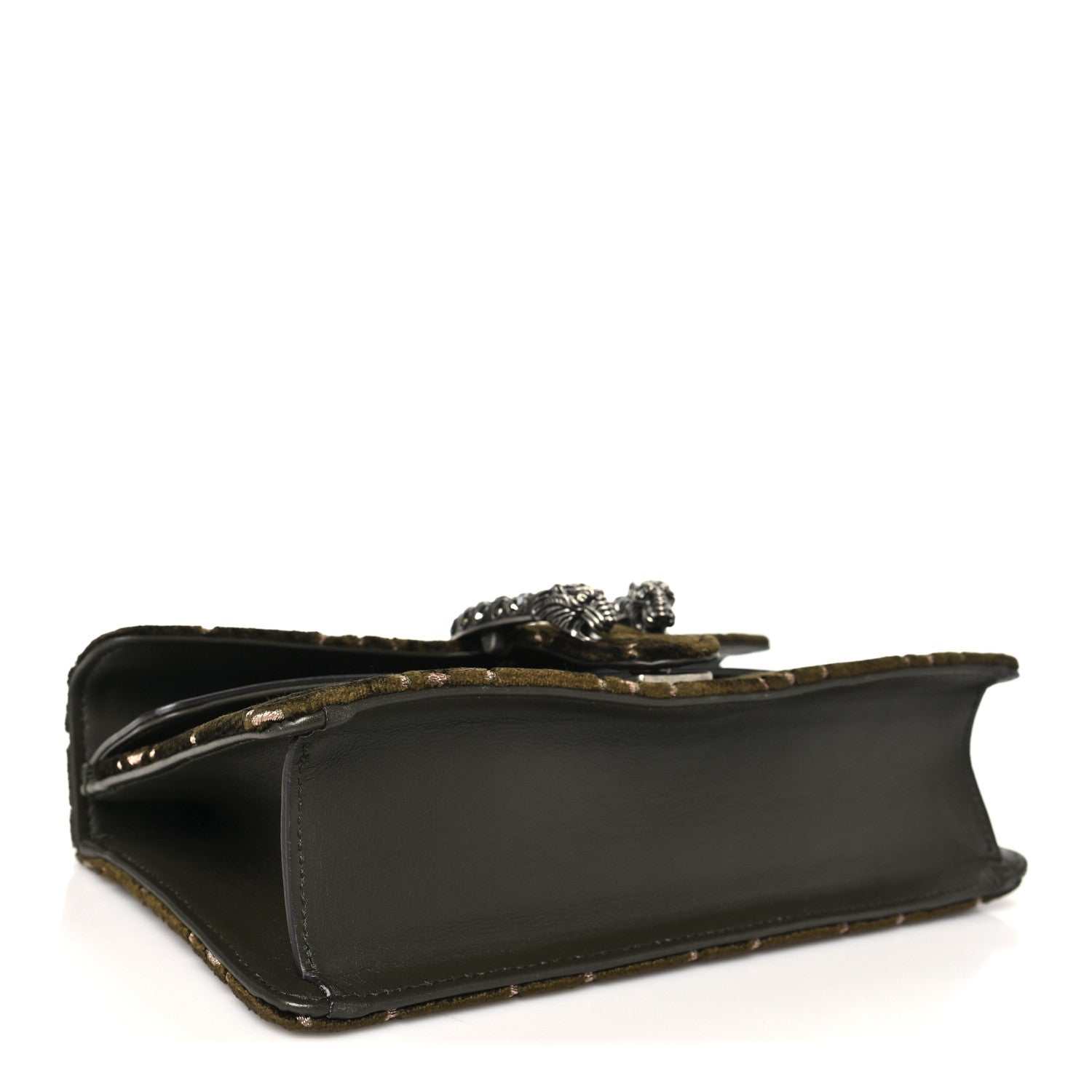 Gucci Velvet Moon Calfskin Crystal GG Monogram Small Dionysus Shoulder Bag Dark Olive Rose Gold 4 of 10
