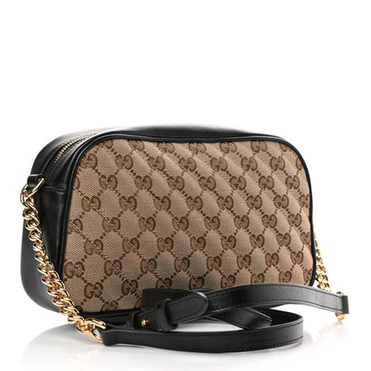 Gucci Monogram Matelasse Diagonal Small GG Marmont Chain Shoulder Bag Beige Black 3 of 10