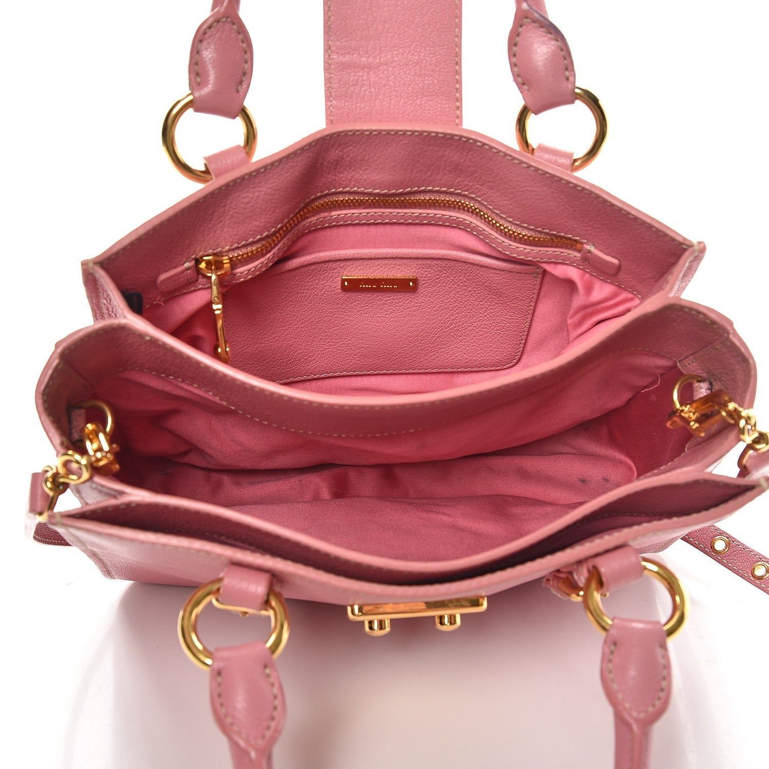 Miu Miu Goatskin Madras Shopping Tote Rosa Gemma 6 of 15