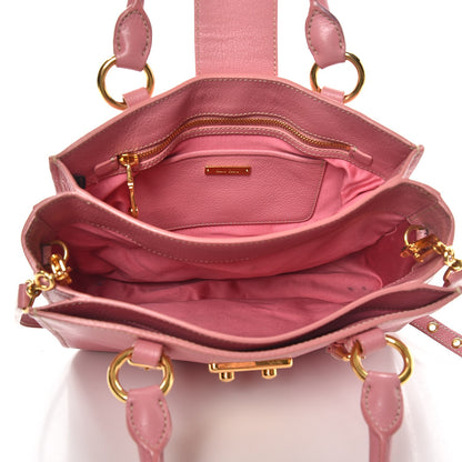 Miu Miu Goatskin Madras Shopping Tote Rosa Gemma 6 of 15