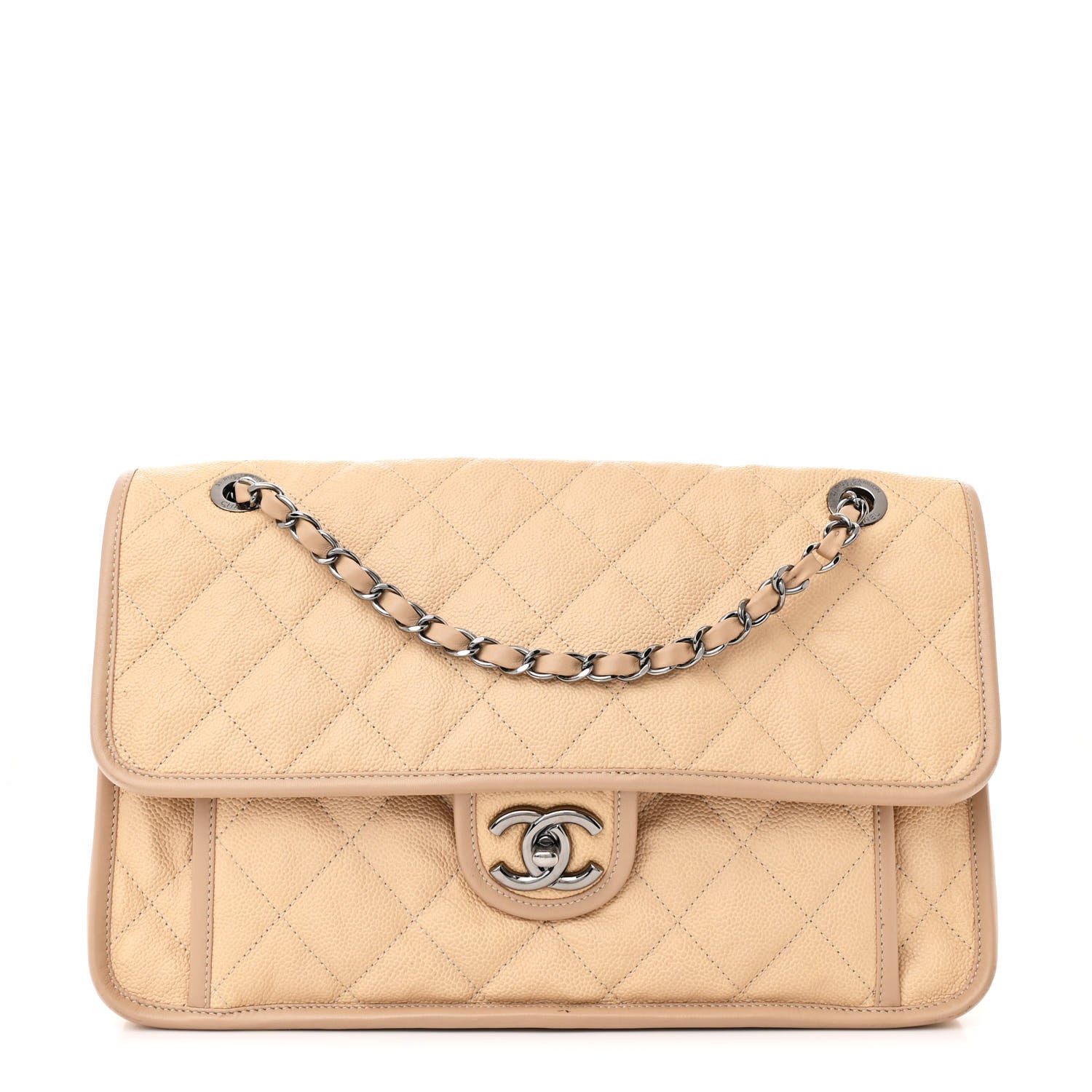 Chanel Caviar Quilted Large French Riviera Flap Beige 1 of 13