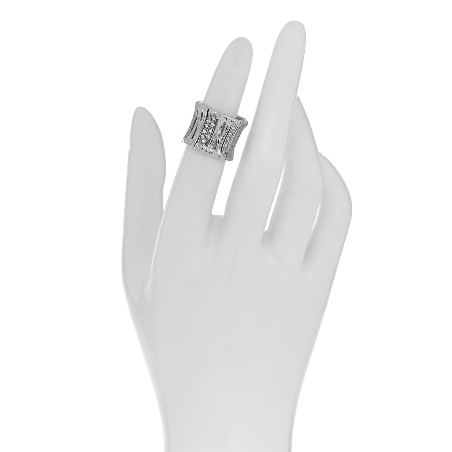 18K White Gold Diamond Wide Elefantino Ring 48 4.5