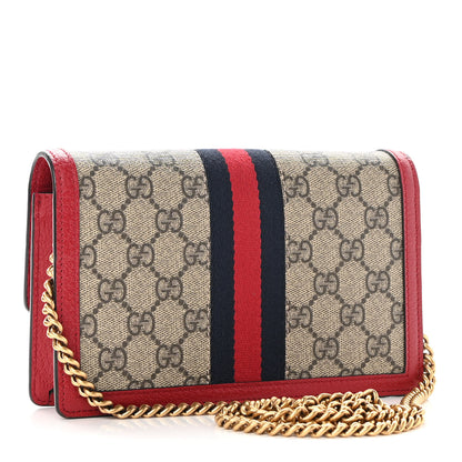Gucci GG Supreme Monogram Web Queen Margaret Chain Wallet Red 3 of 8