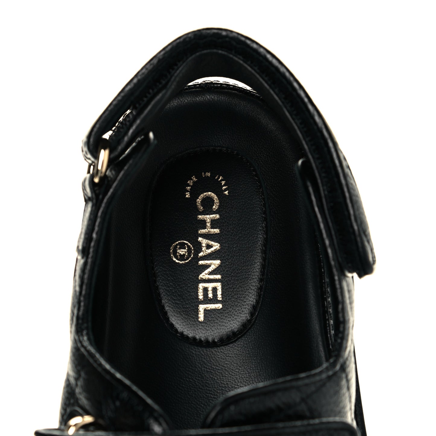 Grained Calfskin Velcro Dad Sandals 39 Black
