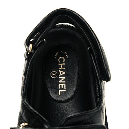 Chanel Grained Calfskin Velcro Dad Sandals 39 Black 7 of 10