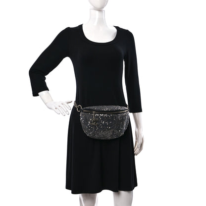 Chanel Sequin Waist Bag Fanny Pack Silver Black 2 of 9