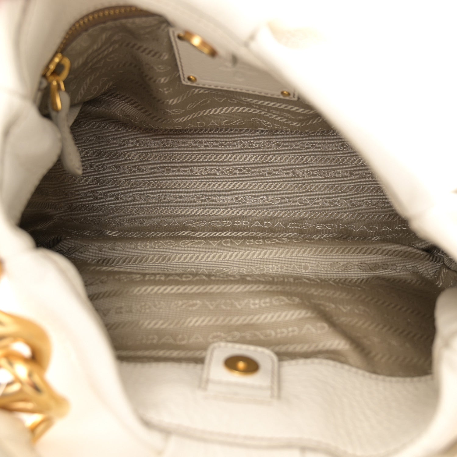 Prada Cervo Pleats Small Shoulder Bag Talco 5 of 11
