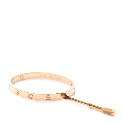 Cartier 18K Pink Gold 4 Diamond LOVE Bracelet 18 4 of 8