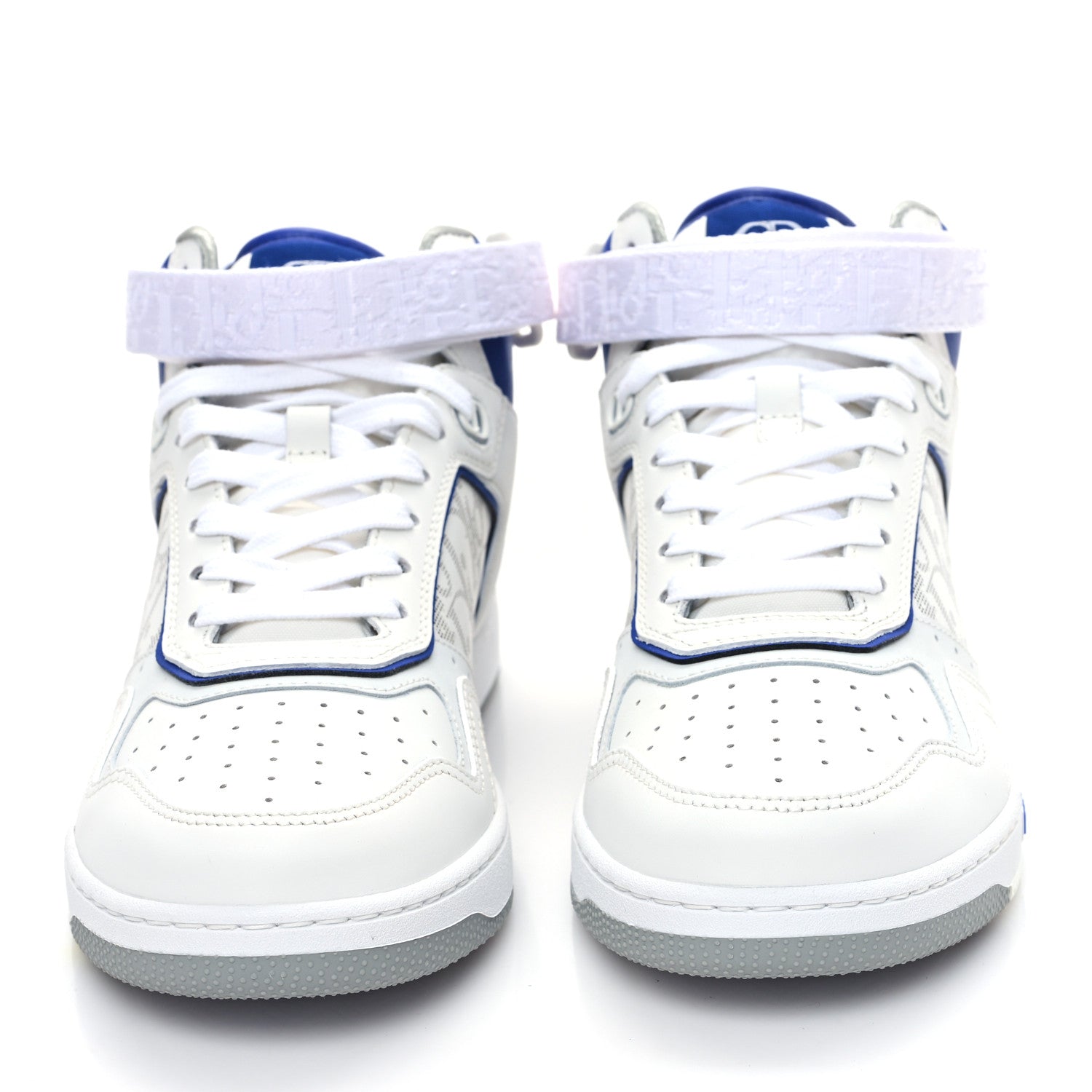 Christian Dior Smooth Calfskin Oblique Galaxy Perforated Mens B27 Mid Top Sneakers 40 White Blue 4 of 9