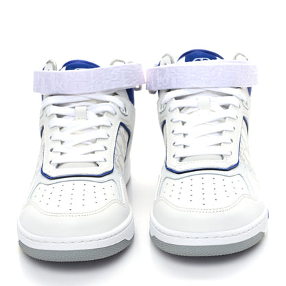 Christian Dior Smooth Calfskin Oblique Galaxy Perforated Mens B27 Mid Top Sneakers 40 White Blue 4 of 9