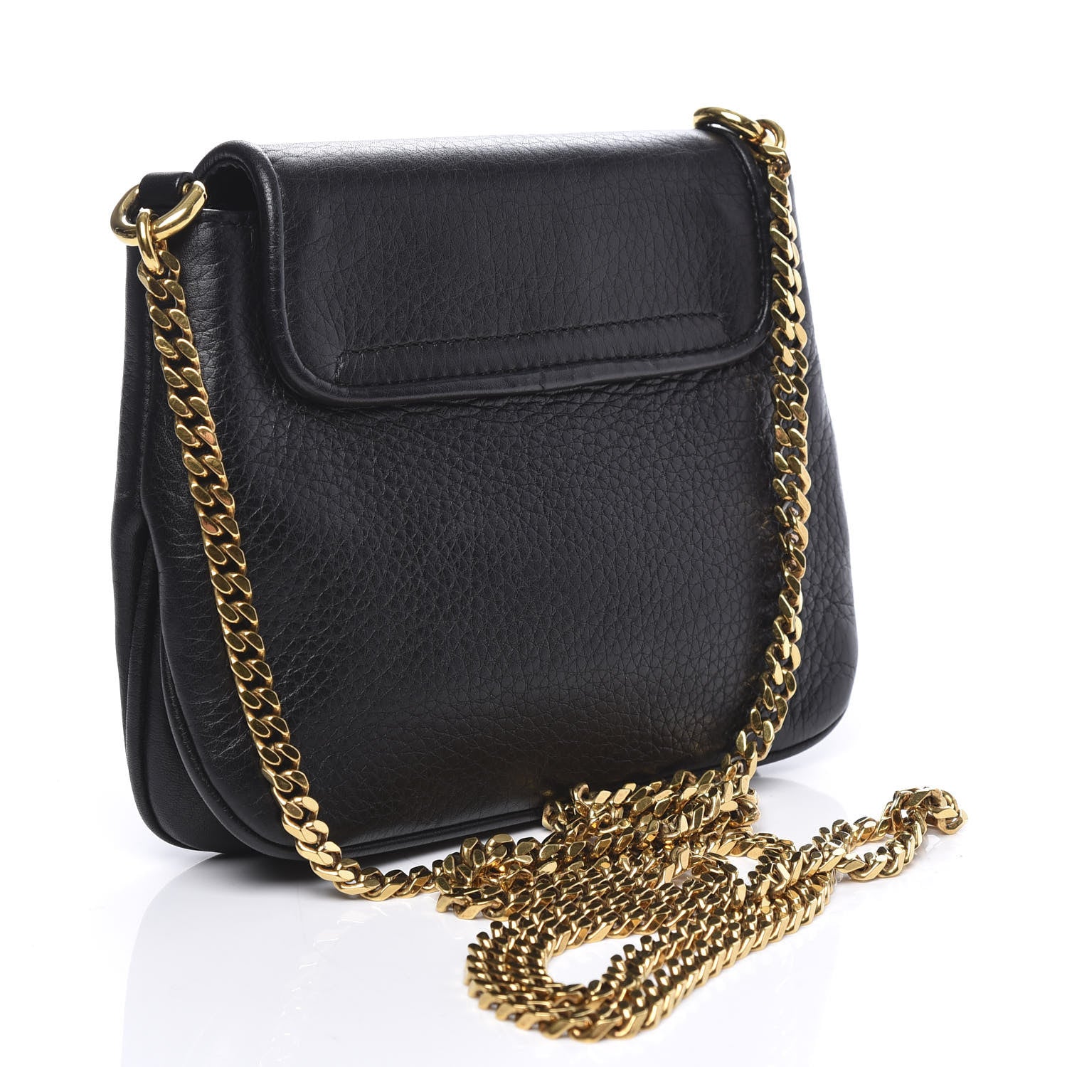 Gucci Pebbled Calfskin Small 1973 Chain Shoulder Bag Black 2 of 9