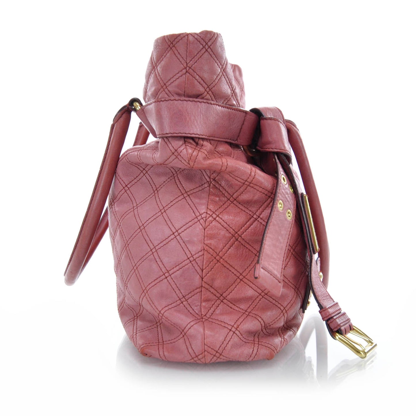Leather Quilted Bruna Tote Raspberry