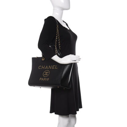 Chanel Caviar Small Studded Deauville Tote Black 2 of 10