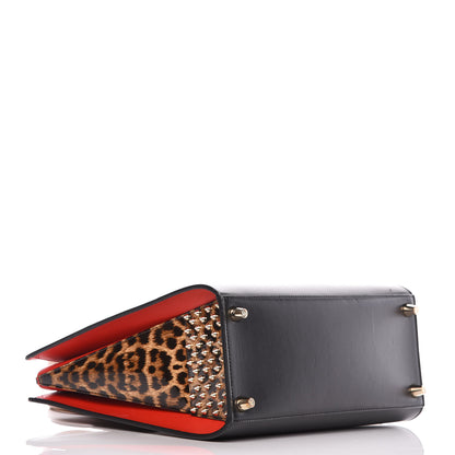 Christian Louboutin Calfskin Patent Leopard Spiked Medium Paloma Black 4 of 14