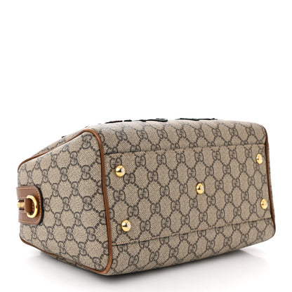 Gucci GG Supreme Monogram Floral Embroidered Small Boston Brown 4 of 15