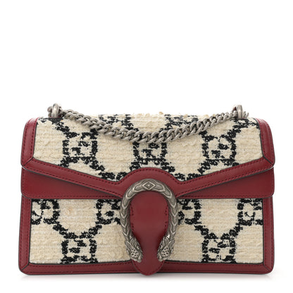Gucci Tweed GG Monogram Small Dionysus Shoulder Bag White Black Romantic Cherry 1 of 14