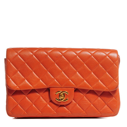 Chanel Lambskin Quilted Backpack Orange 1 of 10