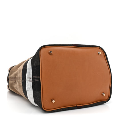 Burberry Grainy Calfskin Canvas Mega Check Medium Ashby Tassel Hobo Saddle Brown 4 of 15