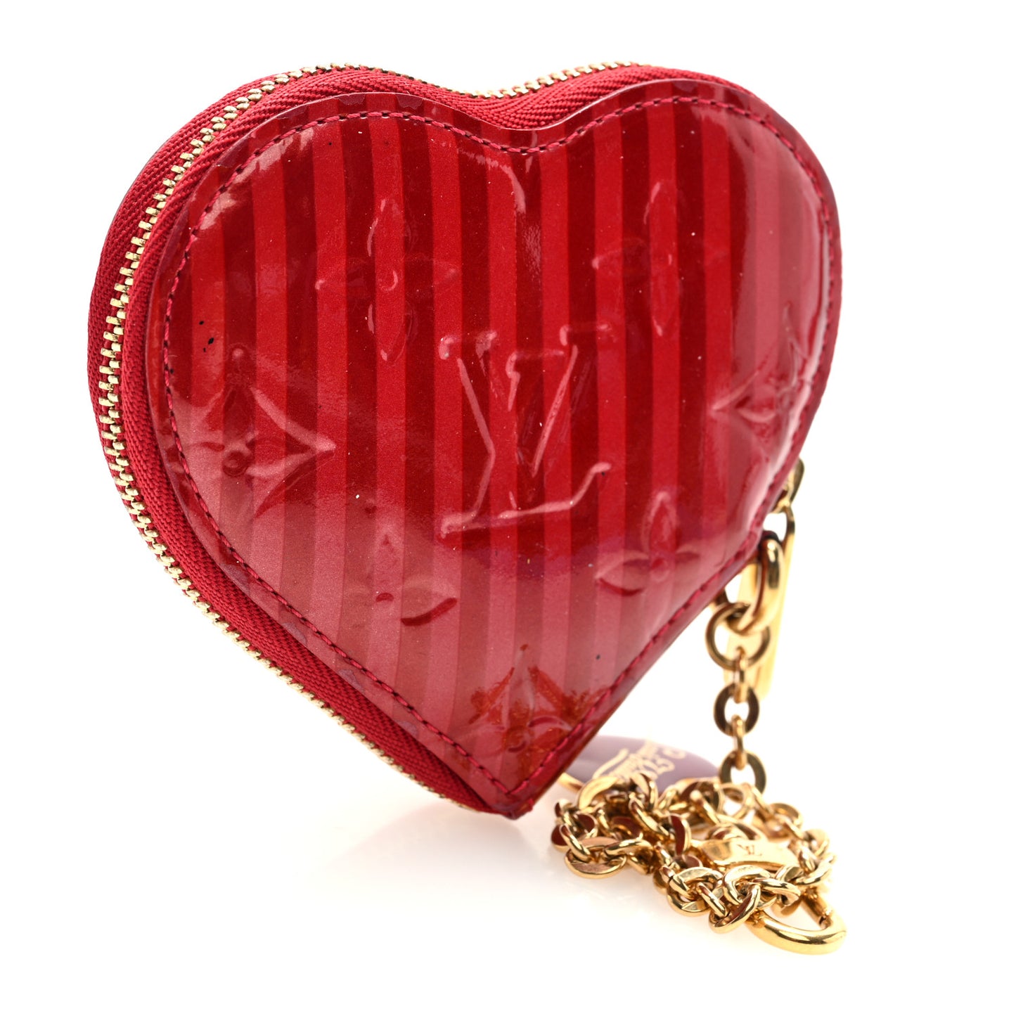 Vernis Rayures Coeur Heart Coin Purse Pomme D'Amour