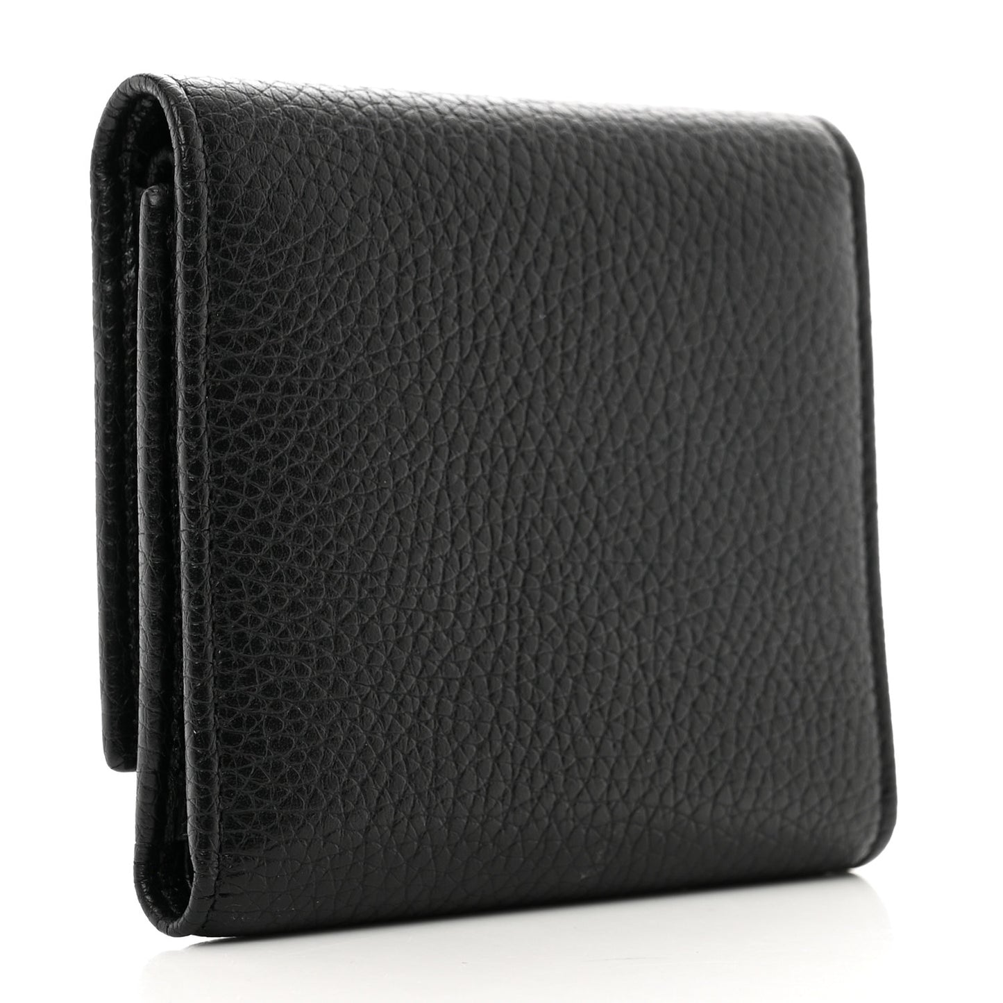 Pebbled Calfskin Soho Compact Flap Wallet Black