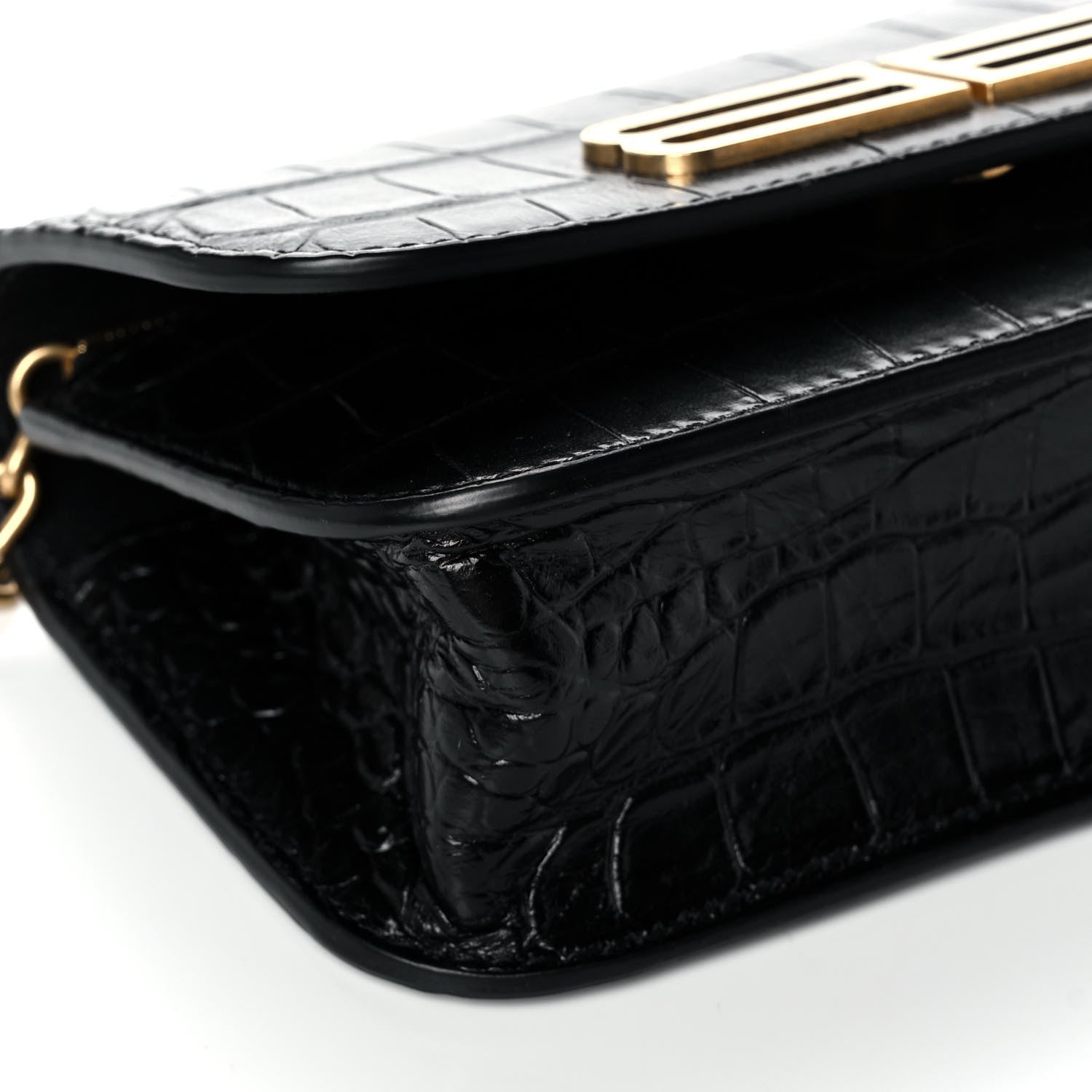 Balenciaga Extra Supple Calfskin Crocodile Embossed Gossip Chain Bag XS Black 8 of 10