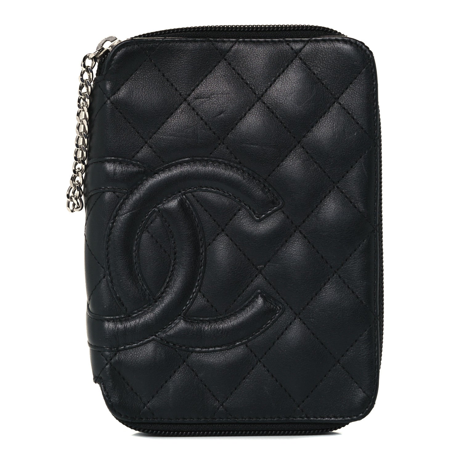 Chanel Calfskin Quilted Cambon Zip Around Cosmetic Pouch Black 1 of 9