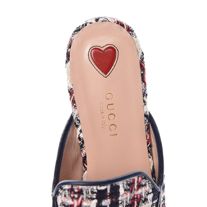 Gucci Tweed Check Womens Princetown Slippers 35.5 Gardenia Ink Blue Agata 11 of 18