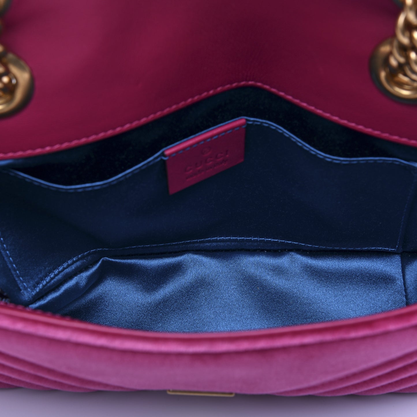 Velvet Matelasse Mini GG Marmont Shoulder Bag Fuchsia Violet Cyclamen