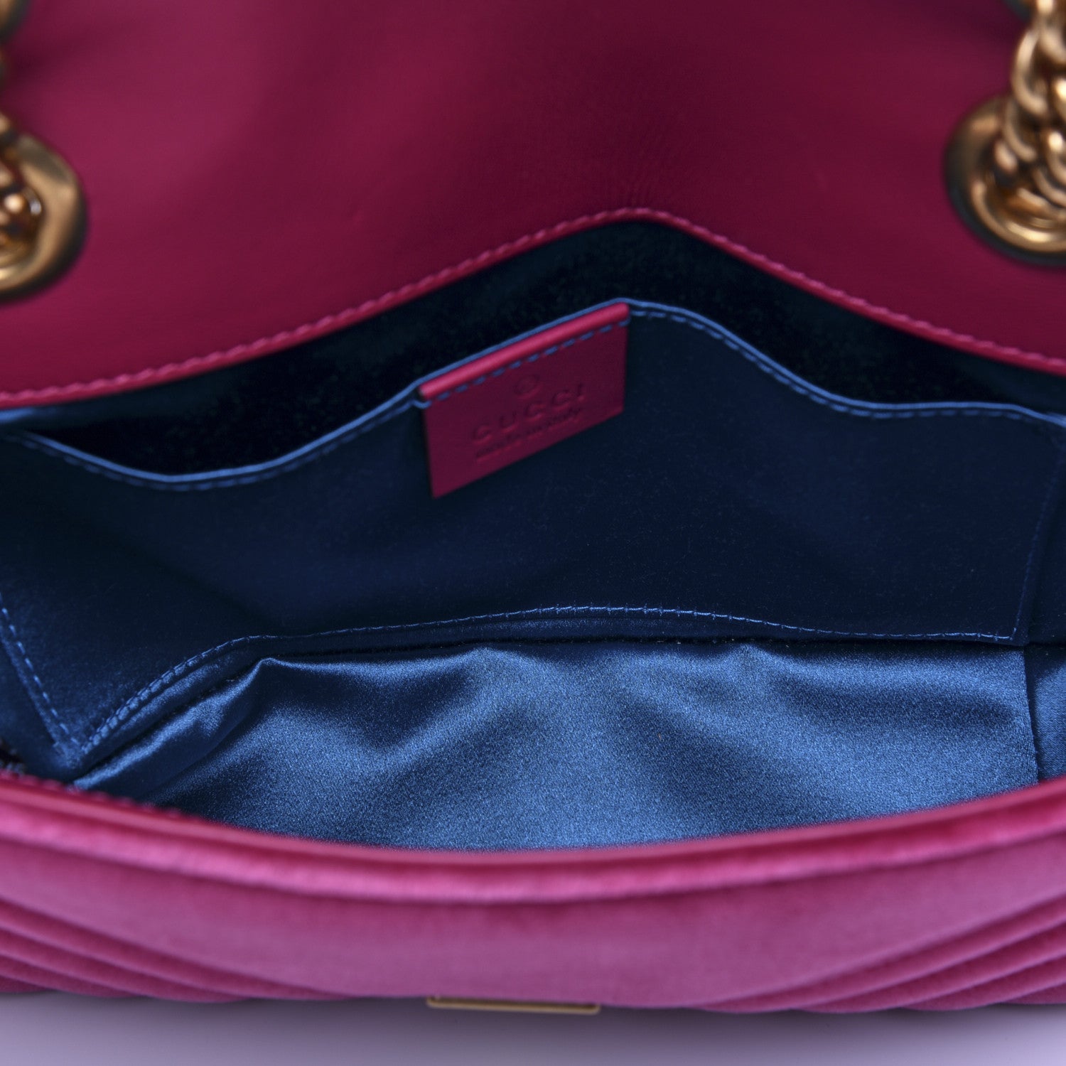 Gucci Velvet Matelasse Mini GG Marmont Shoulder Bag Fuchsia Violet Cyclamen 5 of 13