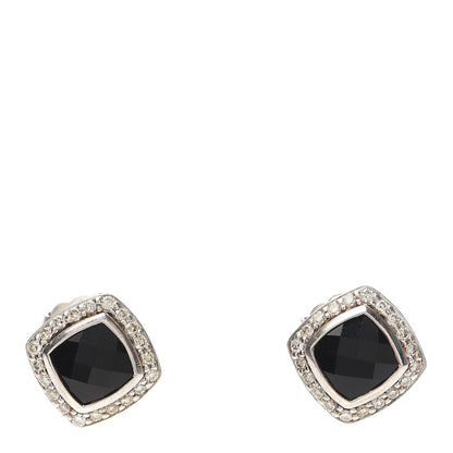 David Yurman Sterling Silver Diamond Black Onyx 7mm Albion Earrings 1 of 4