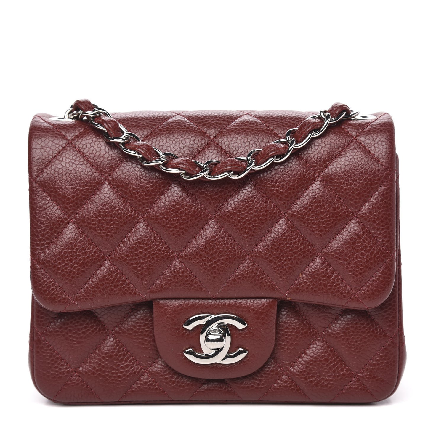 Caviar Quilted Mini Square Flap Red