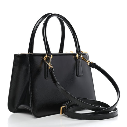 Prada Saffiano Vernice Mini Galleria Double Zip Tote Black 4 of 10