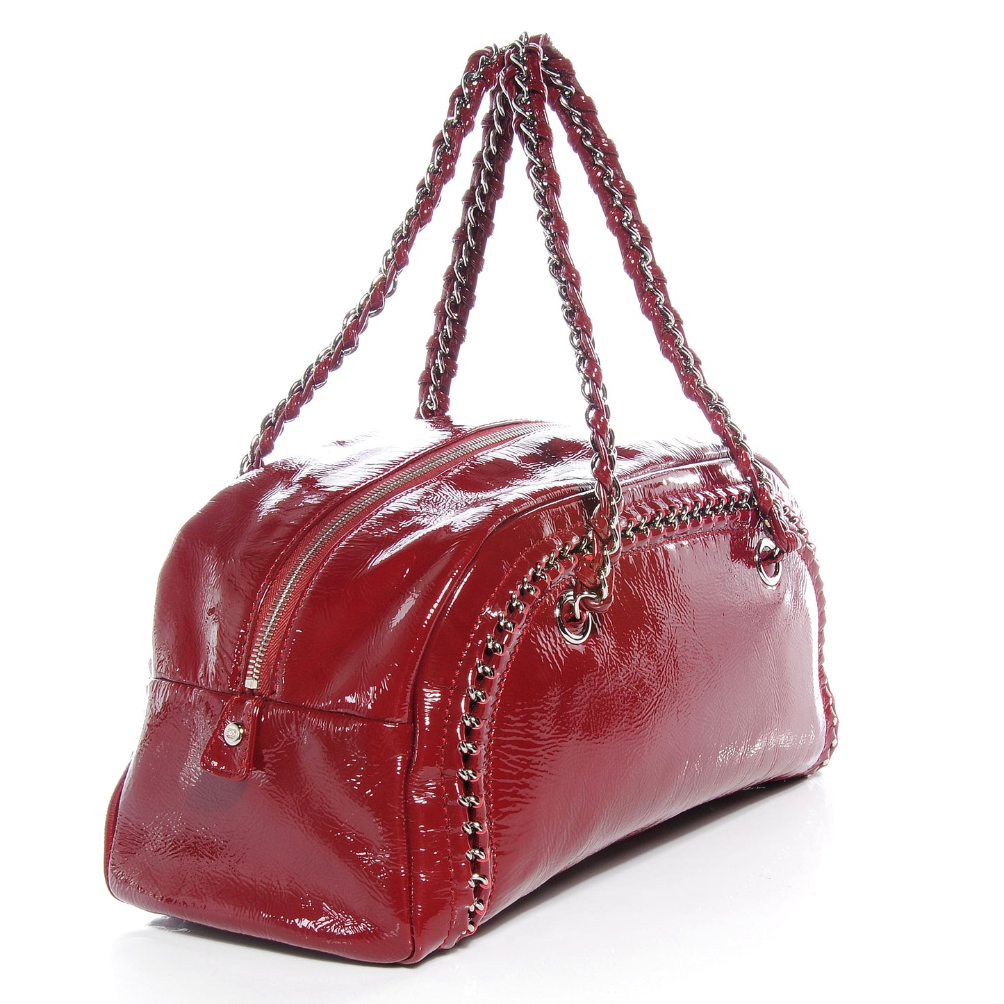 Patent Luxe Ligne Medium Bowler Red