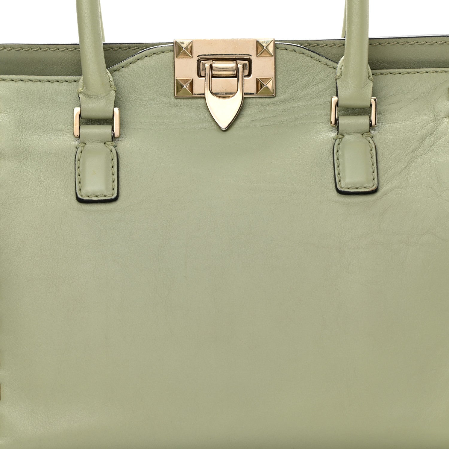 Valentino Garavani Vitello Small Rockstud Double Handle Tote Green Tea Sorbet 9 of 13