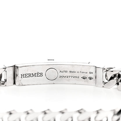 Hermes 18K White Gold Diamond TPM Kelly Gourmette Bracelet SH 7 of 8