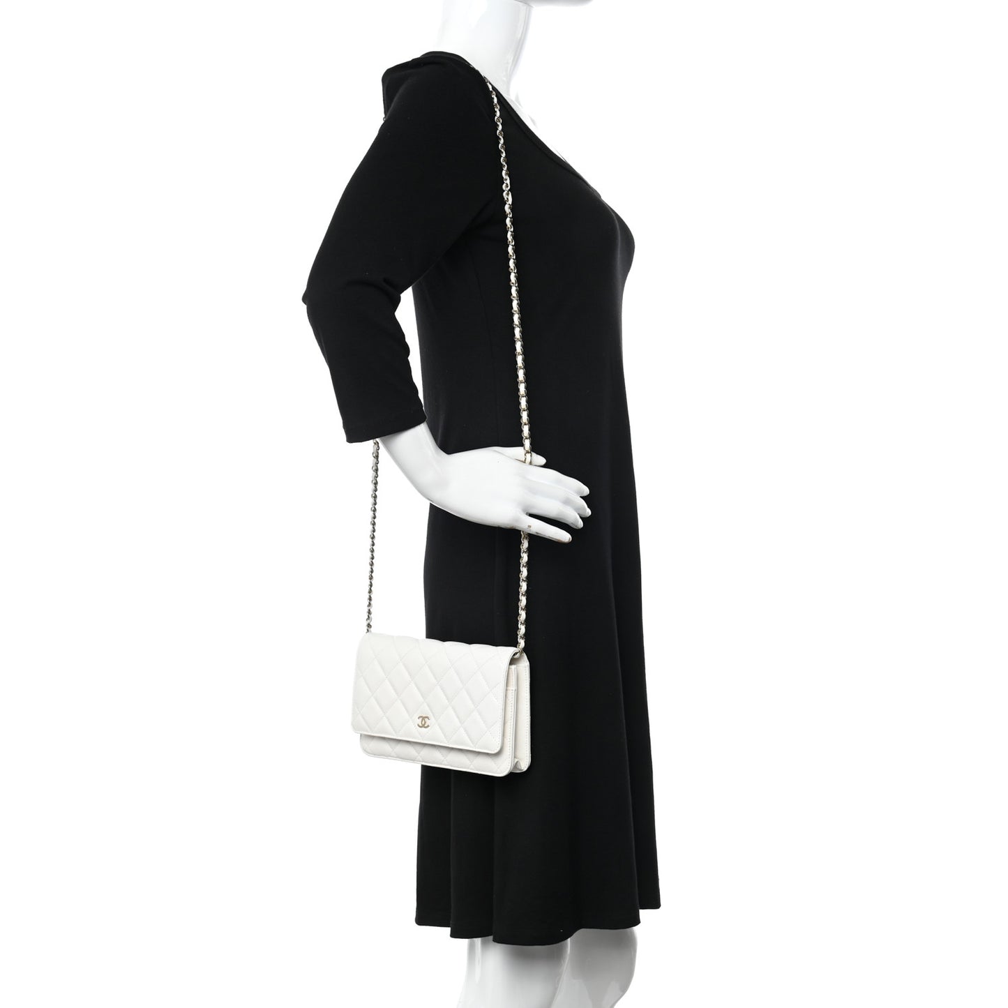 Caviar Quilted Wallet On Chain WOC White