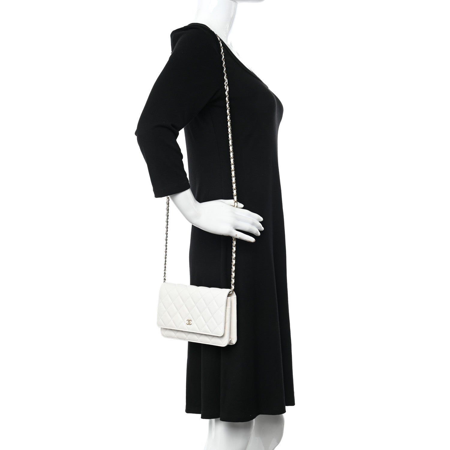 Chanel Caviar Quilted Wallet On Chain WOC White 2 of 12