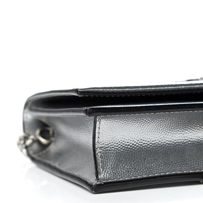 Saint Laurent Metallic Grain De Poudre Kate Monogram Tassel Chain Wallet Silver 8 of 10