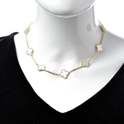 Van Cleef & Arpels 18K Yellow Gold Mother of Pearl 10 Motifs Vintage Alhambra Necklace 2 of 6