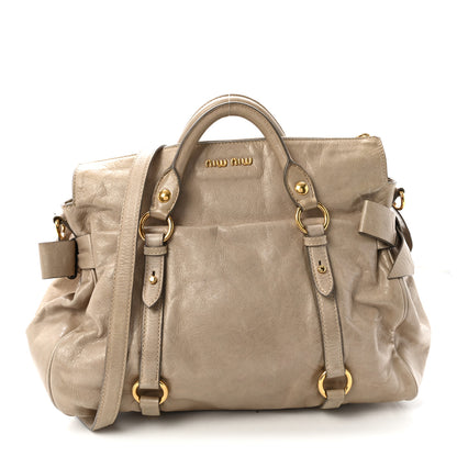 Miu Miu Vitello Lux Medium Bow Bag Grey 1 of 9