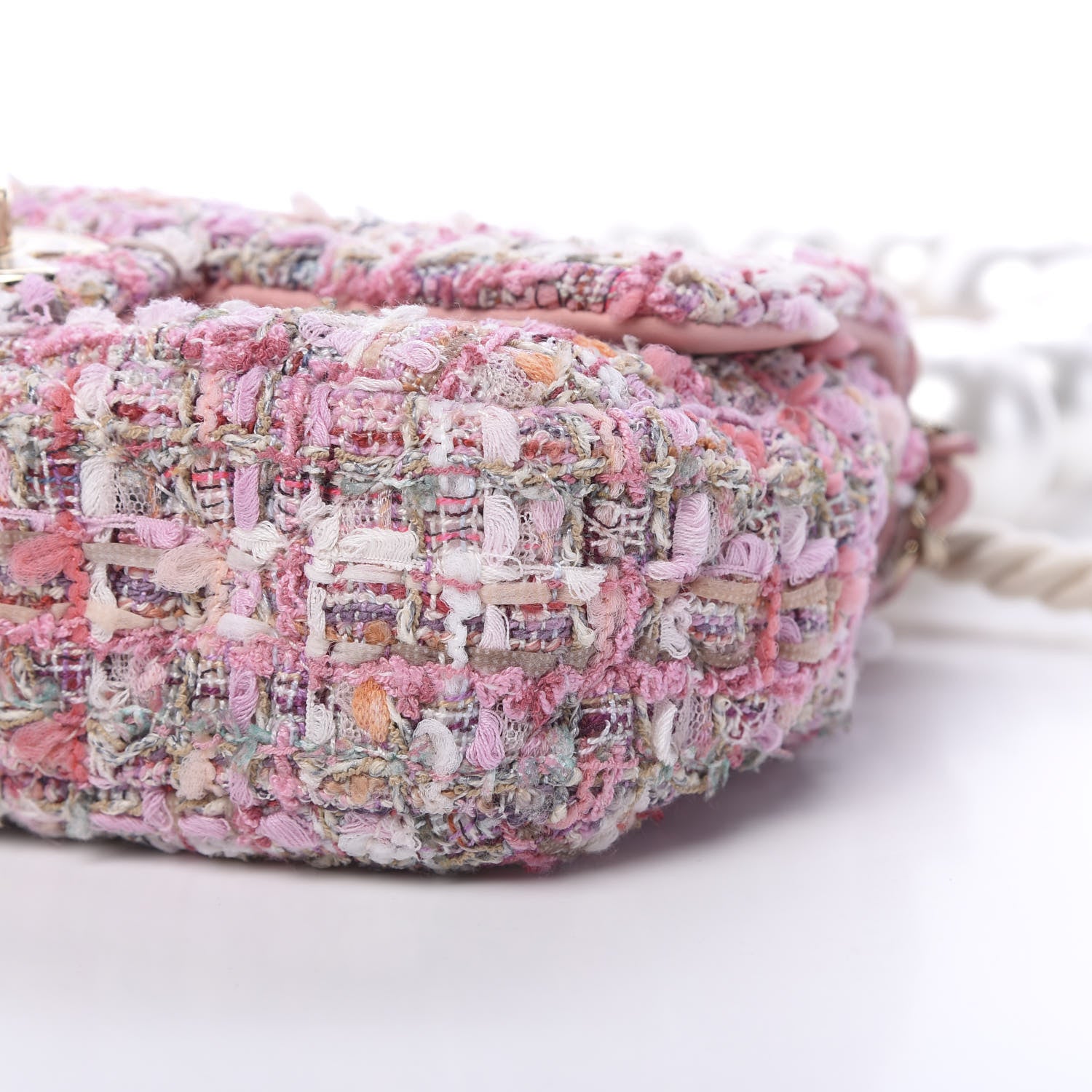 Chanel Tweed Mini Pearl Handle Flap Pink Beige Orange Ecru 8 of 10