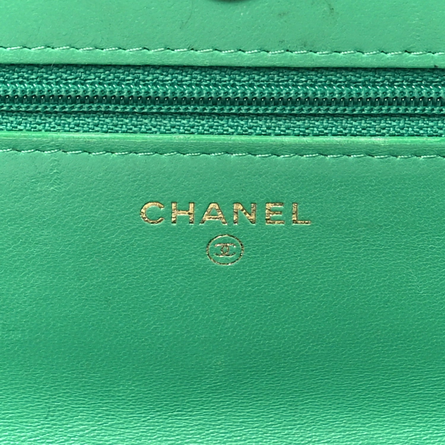 Chanel Lambskin Quilted Wallet On Chain WOC Green 6 of 19