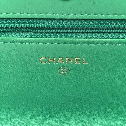 Chanel Lambskin Quilted Wallet On Chain WOC Green 6 of 19