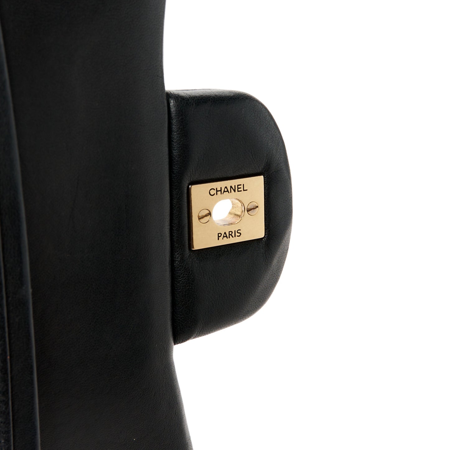 Lambskin Chevron Quilted Jumbo Double Flap Black
