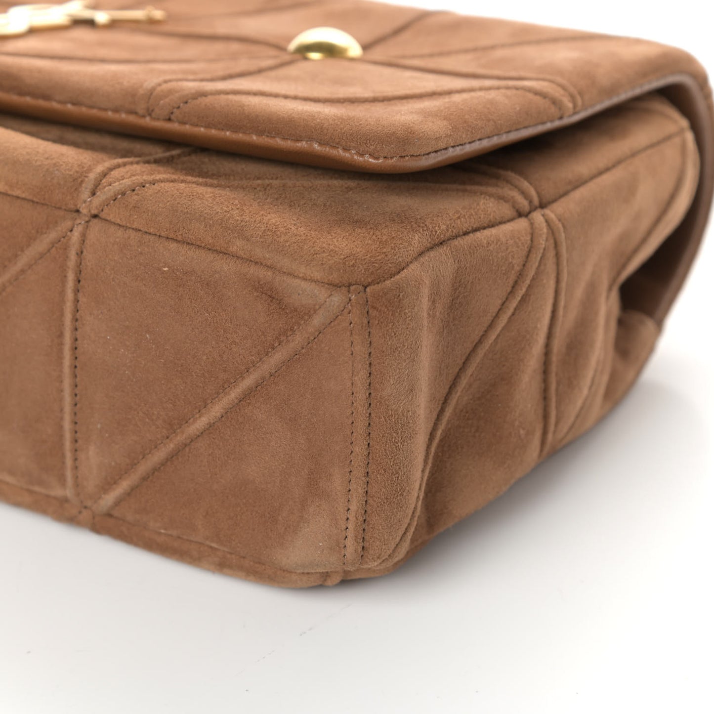 Suede Studded Patchwork Monogram Medium Jamie Baguette Light Ochre