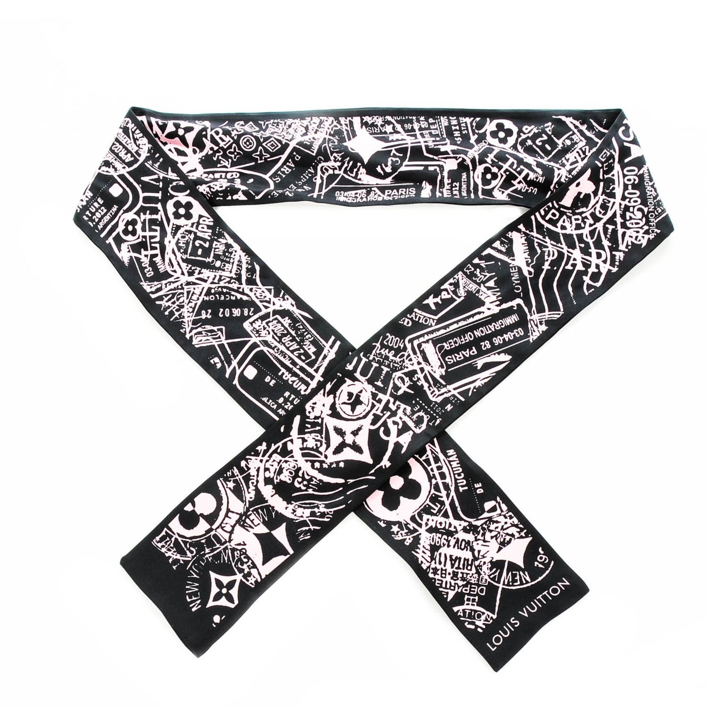 Silk Monogram Boarding Bandeau Black Pink